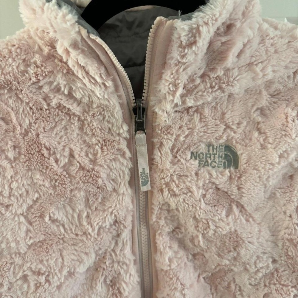 The North Face Reversible Mossbud Swirl Puffer Jacket Full Zip Gray/pinkGirls XL - Picture 5 of 8